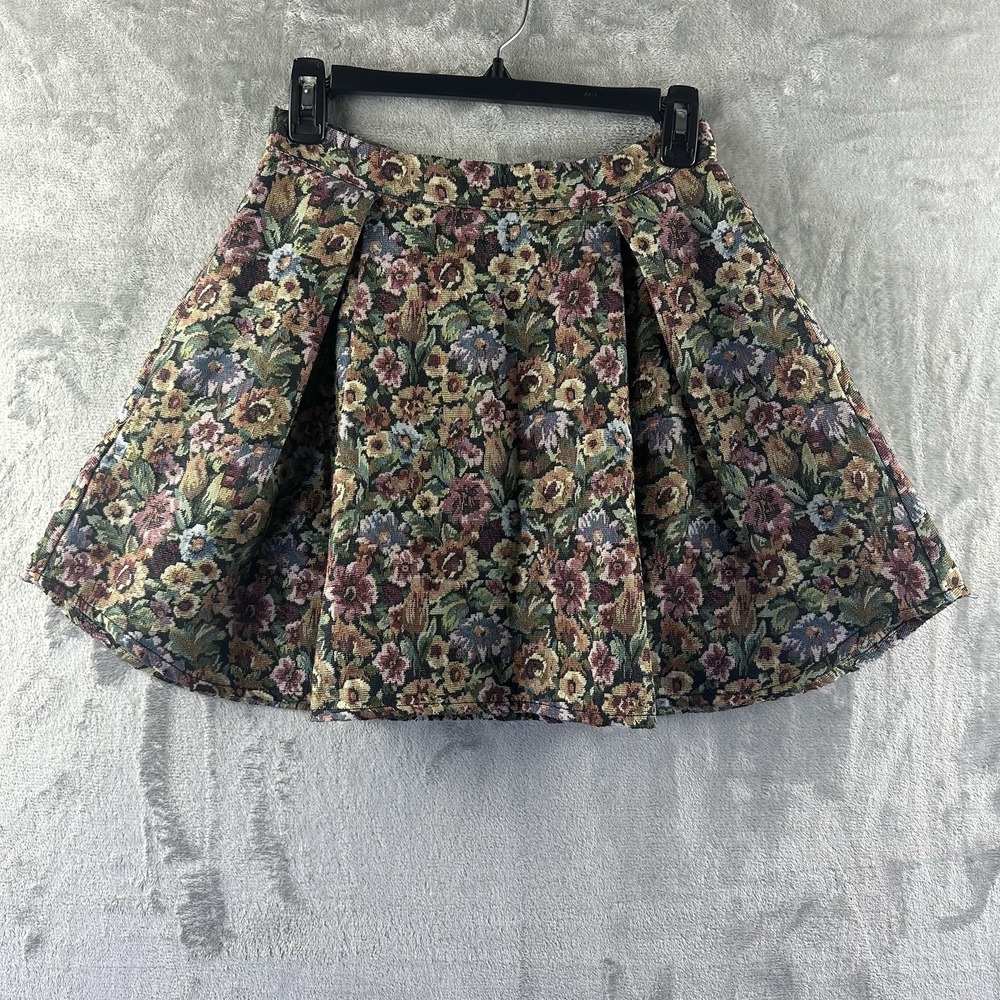BCBGenerations Mini Skirt Women's S Multicolored Floral Pleated A-Line Zipper